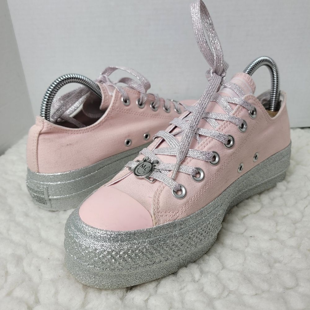 Converse All Star × Miley Cyrus Shoes Womens Size 8 Platform Pink Glitter - Picture 5 of 10
